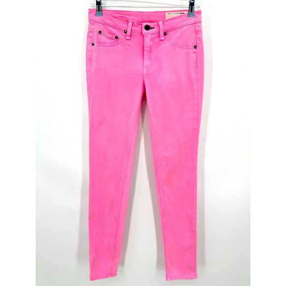 RAG & BONE Hot Neon Pink Legging Jegging Super Skinny Jeans Size 27 - Picture 1 of 7